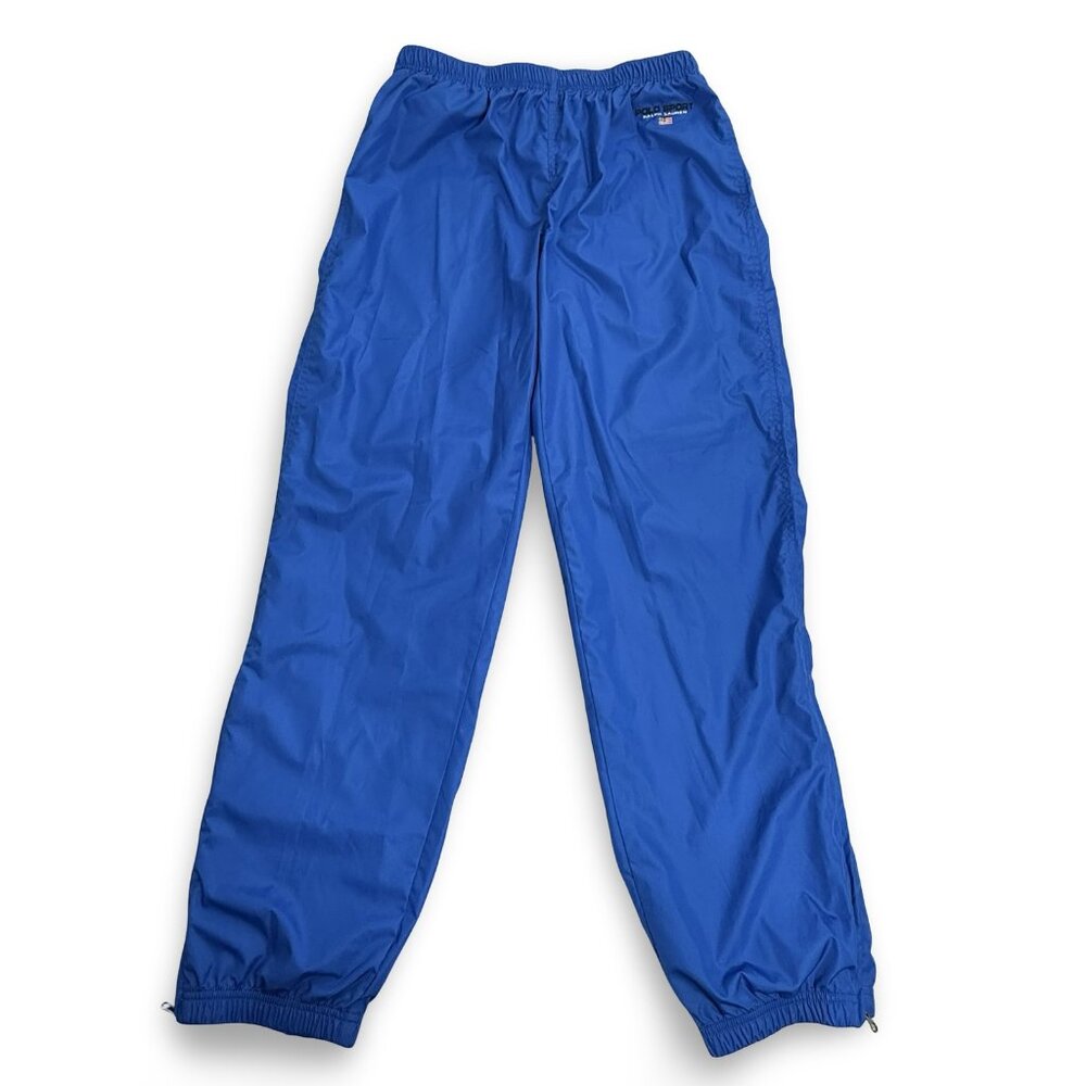 Vintage Polo Sport Ralph Lauren Pants Mens‎ Medium Track Wind Blue Joggers Flag